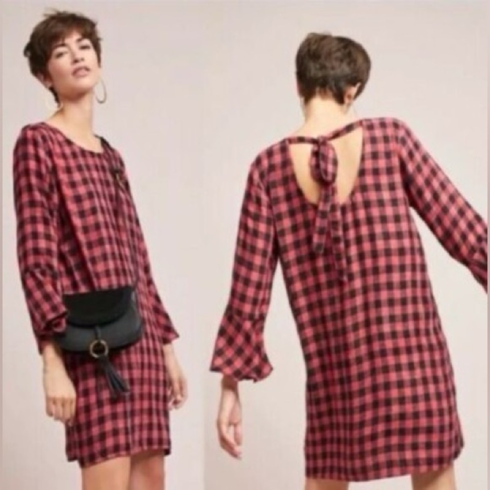 Cloth & Stone Plaid Button Up Shirt Red Black Viscose Women M‎
